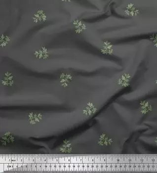 Серая японская креп-сатиновая ткань Soimoi с принтом в виде листьев герани Ткань для рукоделия шириной 42 дюйма по метрам 42 Inch Wide - Cotton Voile серый