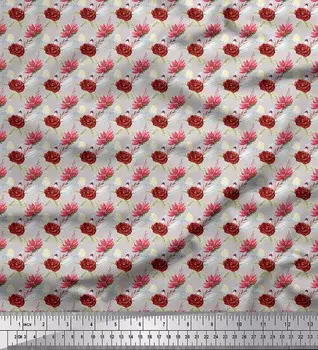 Серая японская креп-сатиновая ткань Soimoi с листьями и камелиями, цветочный декор, ткань с принтом, 42 дюйма 42 Inch Wide - Cotton Voile серый