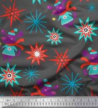 Серая японская креп-сатиновая ткань Soimoi, снежинка и свинья, детский декор, ткань с принтом, метр, 42 дюйма 42 Inch Wide - Cotton Voile серый