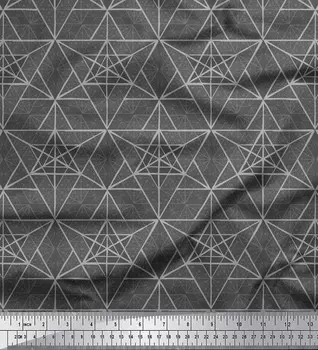Серая японская креп-сатиновая ткань Soimoi, тетраэдр, геометрический принт, ткань по метрам, 42 дюйма 42 Inch Wide - Poly Crepe серый