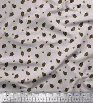 Серая японская креп-сатиновая ткань Soimoi, ткань с принтом желудей и сосновых шишек, фрукты, 42 дюйма по метрам 42 Inch Wide - Japan Crepe Satin серый