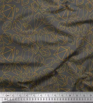 Серая японская креп-сатиновая ткань Soimoi, ткань с геометрическим принтом из камней и бриллиантов, 42 дюйма по метрам 42 Inch Wide - Cotton Voile серый