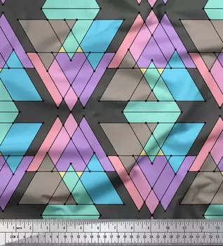 Серая японская креп-сатиновая ткань Soimoi, ткань с треугольным геометрическим принтом, 42 дюйма по метрам 42 Inch Wide - Cotton Voile серый