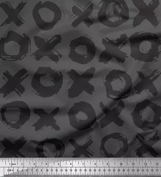 Серая японская креп-сатиновая ткань Soimoi, ткань для рукоделия с геометрическим принтом в виде кругов и крестов, 42 дюйма по метрам 42 Inch Wide - Cotton Voile серый