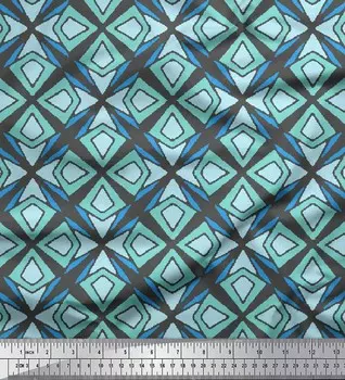 Серая японская креп-сатиновая ткань Soimoi, ткань со стрелками и ромбовидным геометрическим декором, печатный метр, 42 дюйма 42 Inch Wide - Cotton Voile серый