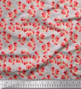 Серая японская креп-сатиновая ткань Soimoi, ткань с художественным цветочным принтом, 1 метр, 42 дюйма 42 Inch Wide - Japan Crepe Satin серый