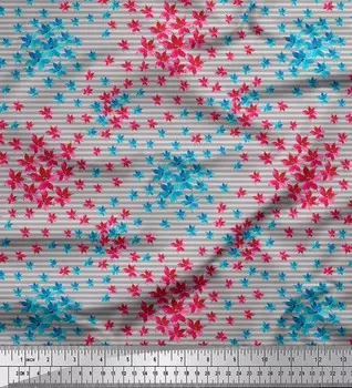 Серая японская креп-сатиновая ткань Soimoi в полоску и клематис с цветочным принтом, швейная ткань, метр 42 дюйма 42 Inch Wide - Cotton Voile серый