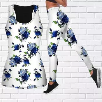 Серая роза с принтом йоги для женщин, модные леггинсы для тренировок, фитнес-спортивные повседневные штаны для йоги XS синий