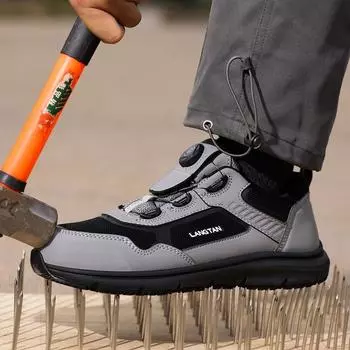 Серая спортивная серия защитных ботинок со стальным носком, устойчивая к проколам рабочая обувь 37