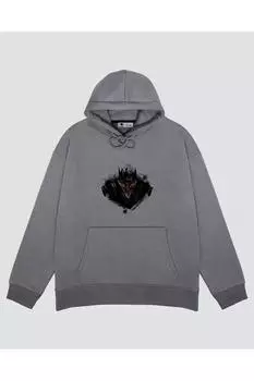 Серая толстовка унисекс с капюшоном No Fear, No Pain