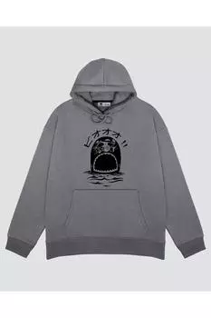 Серая толстовка унисекс с капюшоном The Lonely Whale