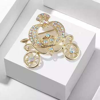 Серая тыквенная тележка Gu Liang, экологичная брошь из сплава, сказка, цветные стразы, блок, ретро, темперамент, женская булавка