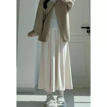 Серая юбка из клейкого риса Yamamoto, женская юбка средней и длинной длины, весна и осень 2024, новая юбка с высокой талией, юбка-зонтик в стиле a-word S темно-серого