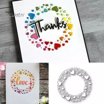 Сердца круг граница резки штампы карты скрапбук патер искусство тиснения трафарет серебряный