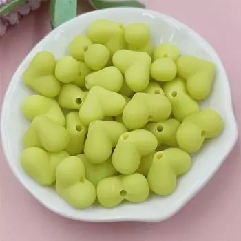 Сердца однотонные креативные резиновые бусины для цепочки мобильного телефона 15x11 мм 30 шт. Материалы для изготовления модные 9 цветные аксессуары для украшений своими руками бусины жёлтый