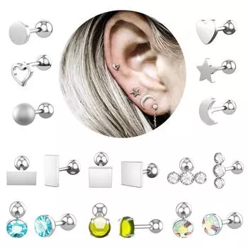 Сердце циркон кольцо для губ ухо козелок бар хрящ спираль шпилька лабретка пирсинг украшения белый