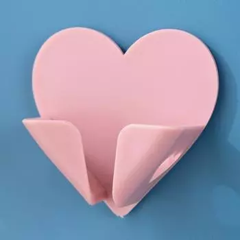 Сердце Держатель вилки шнура питания Настенный Мультяшный Самоклеящийся Крючок Полка-держатель для хранения розеток Домашний органайзер 1PCS розовый