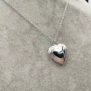 Сердце фото медальон кулон ожерелье фоторамка обещание любви памятное ожерелье полированный сплав 3