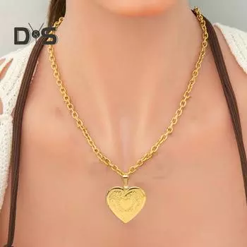 Сердце фото медальон кулон ожерелье фоторамка обещание любви памятное ожерелье полированный сплав регулируемая длина ретро стиль подарок на день святого валентина 3