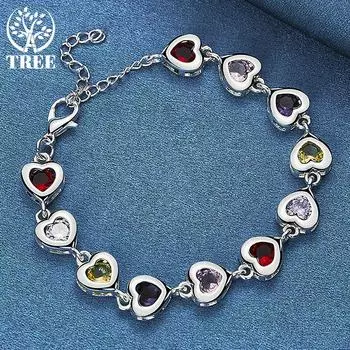 Сердце из стерлингового серебра 925 пробы, инкрустированное разноцветными ювелирными изделиями из циркона ААА 20cm