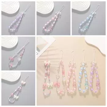 Сердце Милое Сердце Бусины Телефон Цепочка Жемчужный Бусины Бантик Жемчужный Бусины Цепочка Телефон Шнурок D