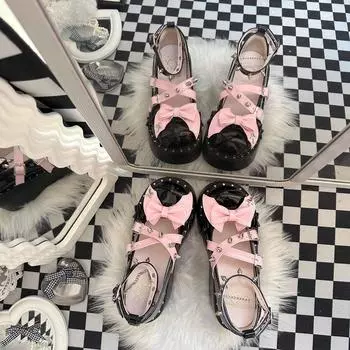 Сердце оковы оригинальные туфли лолита 2024 милые крутые цыпочки субкультура 2020 года панк темные туфли на платформе 35