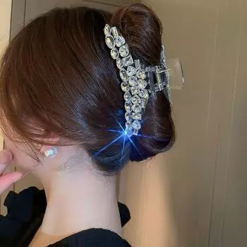 Сердце Простой Акула Зажим Квадратный Большой Зажим Модный Инкрустированный Стразами Коготь Для Волос Девочки чёрный