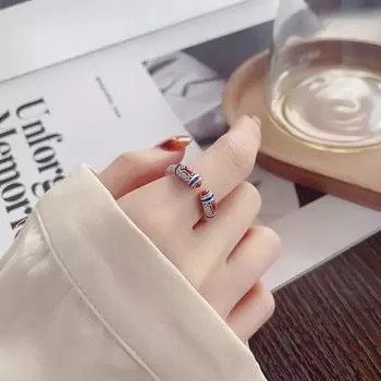 Сердце Сутра Резьба Ретро Сердце Сутра Резьба Кольцо Цветочная Гравировка Серебряный Цвет Открытые Кольца Женщины античный серебряного