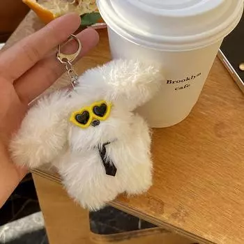 Сердце Жемчуг Плюшевый Бант Очки Кролик Брелок Подвеска Милый Брелок Подвески Кошелек Сумка Рюкзак Сумка Подвесные Украшения