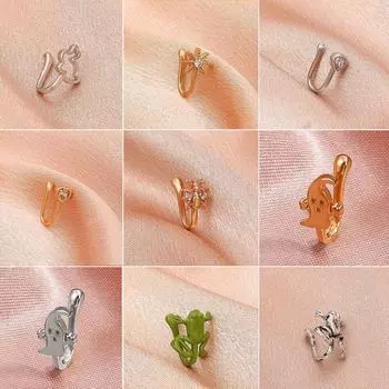 Сердце Звезда Корона Непирсинг Поддельный пирсинг Кольцо в носу Зажимы для носа Клипса Кольцо в носу Поддельная манжета для носа