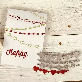 Сердечная гирлянда вырезает штампы для скрапбукинга, резка металла, пресс-штампы для украшений «сделай сам» серебряный