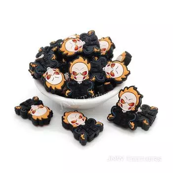 Сердитые желтые волосы, мужские силиконовые фокусные бусины для ожерелья, ювелирные изделия, брелки-ручки, ремесленные подвески, аксессуары для рукоделия из бисера и материал ручной работы Set of 10