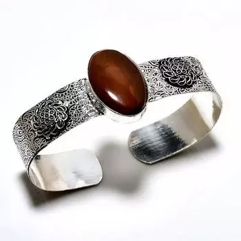 Сердолик драгоценный камень 925 Посеребренный ювелирный браслет ручной работы-манжета