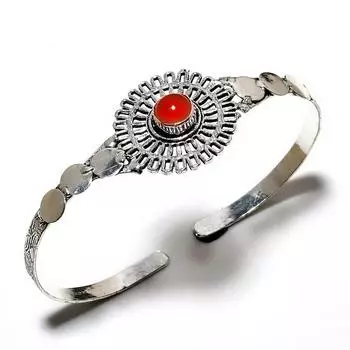 Сердолик драгоценный камень 925 Посеребренный ювелирный браслет ручной работы-манжета