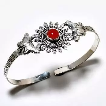 Сердолик драгоценный камень 925 Посеребренный ювелирный браслет ручной работы-манжета