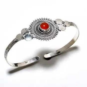 Сердолик драгоценный камень 925 Посеребренный ювелирный браслет ручной работы-манжета