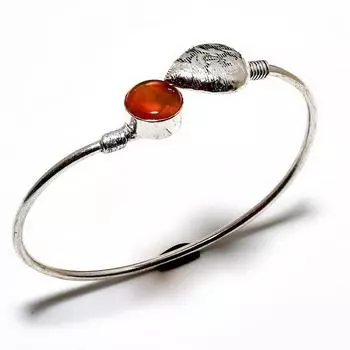 Сердолик драгоценный камень 925 Посеребренный ювелирный браслет ручной работы-манжета