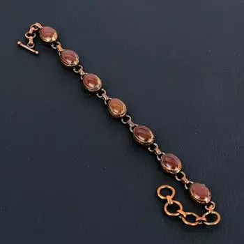 Сердолик, драгоценный камень, медь, гальванопластика, ювелирные изделия ручной работы, замечательный браслет для нее 8 Inches With Adjustable оранжевый