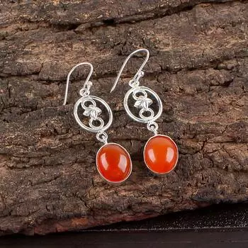 Сердолик Драгоценный камень Серебро 925 пробы Ювелирные изделия Подвески/Серьги-подвески 2.00 Подарок EE-17-31