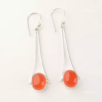 Сердолик Камень 925 Стерлинговое Серебро Ручной Работы Висячие Серьги-Капли Подарок Маме EE-136-28