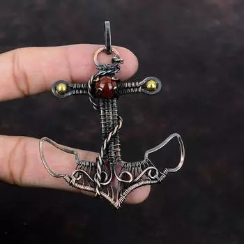 Сердолик Подвеска Медная проволока Кулон Ручной Работы Сердолик Медные Ювелирные Изделия Якорь Подвеска Подвеска из Натурального Драгоценного Камня Свадебный Подарок