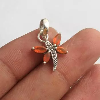 Сердолик Серебряный Шарм Подвеска-Бабочка Стерлингового Серебра 925 Ювелирные Изделия Ручной Работы Женский Подвеска оранжевый