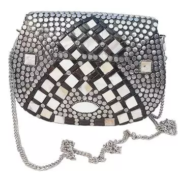 Серебристая металлическая бисерная этническая сумочка Девичья свадебная сумка сумка через плечо для женщин/девушки вечерний клатч Металлические клатчи Винтажная латунь