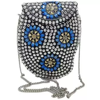 Серебристая металлическая бисерная этническая сумочка Девичья свадебная сумка сумка через плечо для женщин/девушки вечерний клатч Металлические клатчи Винтажная латунь