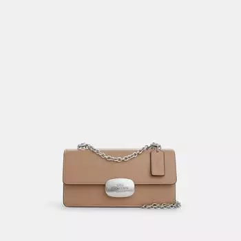 Серебристая серо-серая сумка через плечо Coach Eliza Flap Crossbody