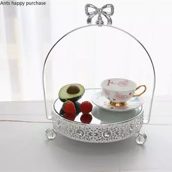 Серебристо-металлическая зеркальная подставка для торта, форма для торта, десертная тарелка, настольный лоток для хранения, декоративная тарелка, стенд для демонстрации реквизита для съемки