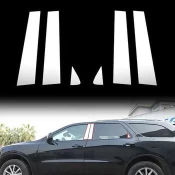 Серебристые автомобильные стойки для оконных стоек, дверные накладки, комплекты накладок, пригодные для Dodge Durango 2011-2024 BC, наклейки на колонну, аксессуары