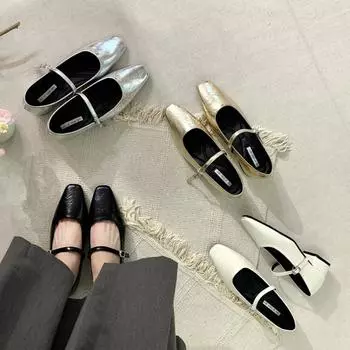 Серебристые французские туфли Мэри Джейн на низком каблуке, женские туфли, весенняя юбка, нежные вечерние туфли 35