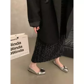 Серебристые маленькие кожаные туфли в стиле знаменитостей, женские серебряные шапочки с пряжкой, весенне-летняя одежда Мэри Джейн, одинарный 35 коричневый