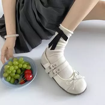 Серебристые ретро французские туфли с круглой головкой и легким язычком на плоской подошве женские балетки Мэри Джейн на мягкой подошве, новинка 2025 года 35 чёрный